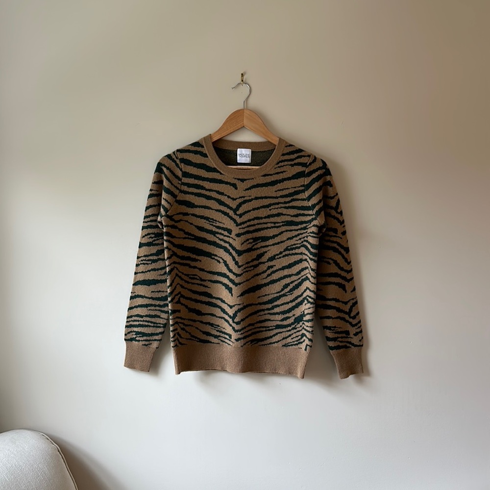 Madeleine Thompson Doc Jumper Sweater in Camel & Green, Size S